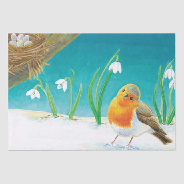 Robin Bird (Erithacus rubecula) Seidenpapier (Vorderseite)