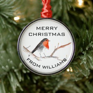 Robin Bird Frohe Weihnachtsfest Niedlich Ornament Aus Metall