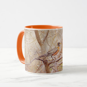 Robin Bird im Winter Tree Art Tasse Cup