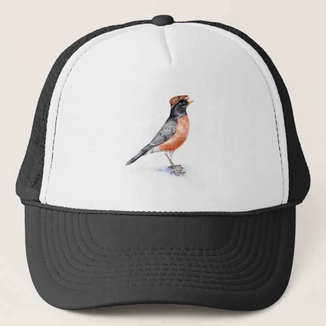 Robin Bird in Hat Truckerkappe (Vorderseite)