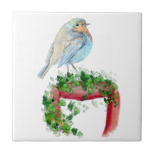 Robin, Bird, Watercolor Bird, Nature Fliese