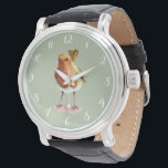 Robin Bird Watercolor Painting Armbanduhr<br><div class="desc">Das ist ein Aquarellbild eines Rotkehlchens auf einem Baumzweig. Es ist Schwanz in der Luft.</div>