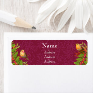 Robin Birds Holly Berry Weinadresse