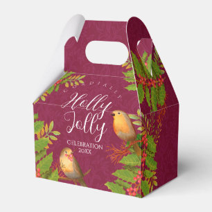 Robin Birds Holly Berry Wine Geschenkschachtel