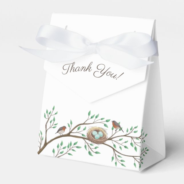 Robin Birds Nest Eggs Spring Baby Dusche Geschenkschachtel (Vorderseite)