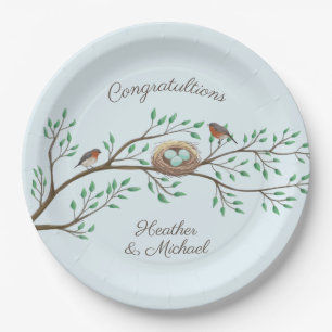 Robin Birds Nest Eggs Spring Baby Dusche Pappteller