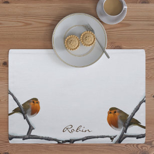 Robin Birds White Personalisiert Cloud Tischset