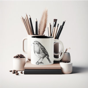 Robin Christmas Beifall Schwarz-Weiß Zweifarbige Tasse