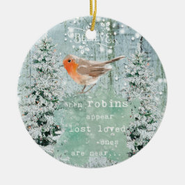 robin christmas ornament winter snow decoration