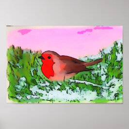 Robin Christmas Print, Value Poster Paper (Matte)