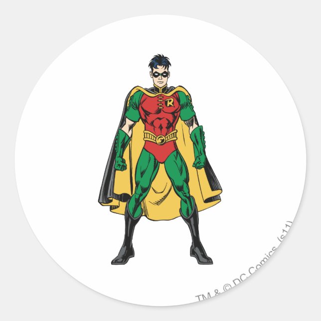 Robin Classic Stance Runder Aufkleber (Vorderseite)