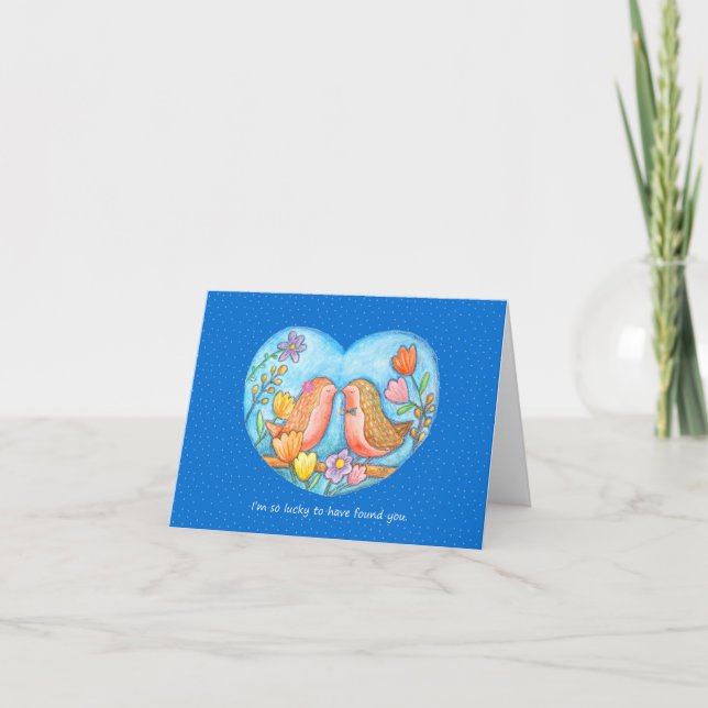 Robin Couple Liebe Jubiläum Valentinstag Karte (Vorderseite)