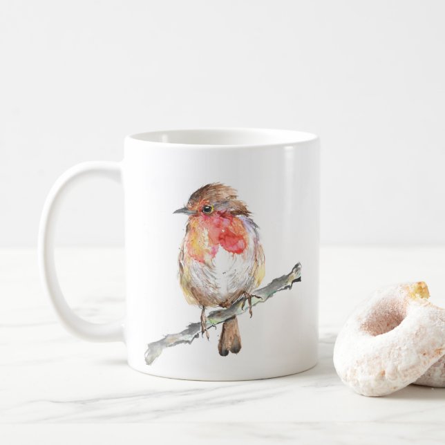Robin de Noël Art Mug (Avec donut)
