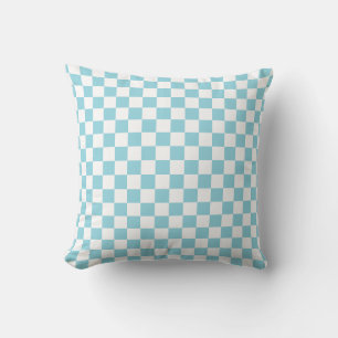 Robin Egg Blau mit weißem Quadrat Muster 16" Sqr Kissen