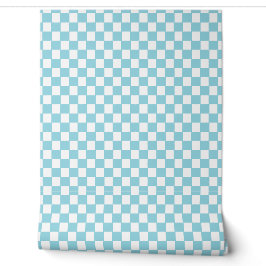 Robin Egg Blau mit weißem Quadrat Muster 2x12 Zoll Tapete