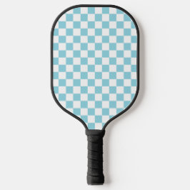 Robin Egg Blau mit weißem Quadrat Muster Pickleball Schläger