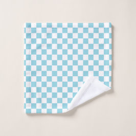 Robin Egg Blau mit weißem Quadrat Muster Waschlappen