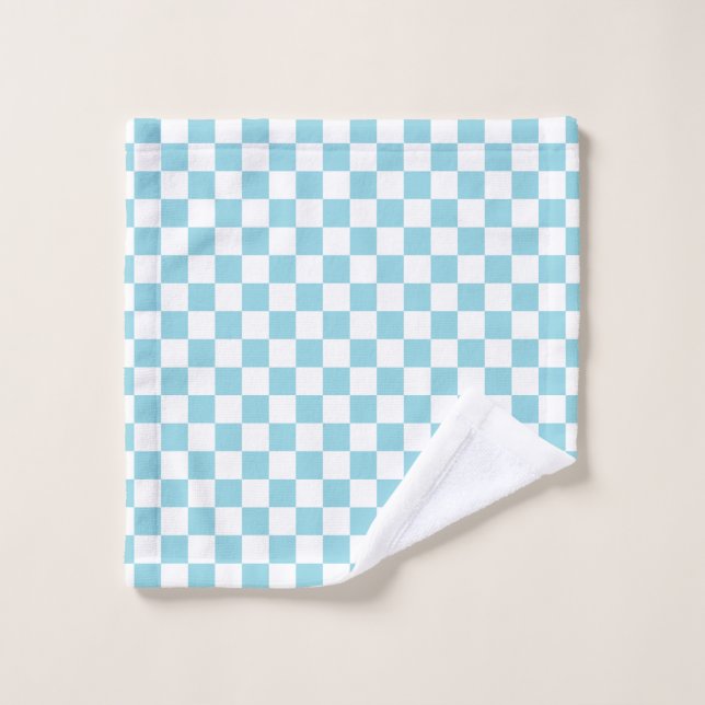 Robin Egg Blau mit weißem Quadrat Muster Waschlappen (Waschlappen)