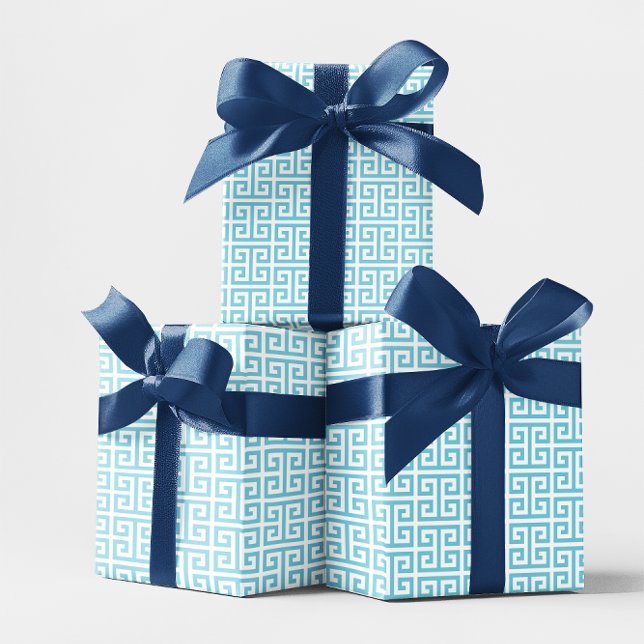 Robin Egg Blue and White Greek Key Pattern Geschenkpapier (Robin Egg Blue and White Greek Key Pattern Wrapping Paper)