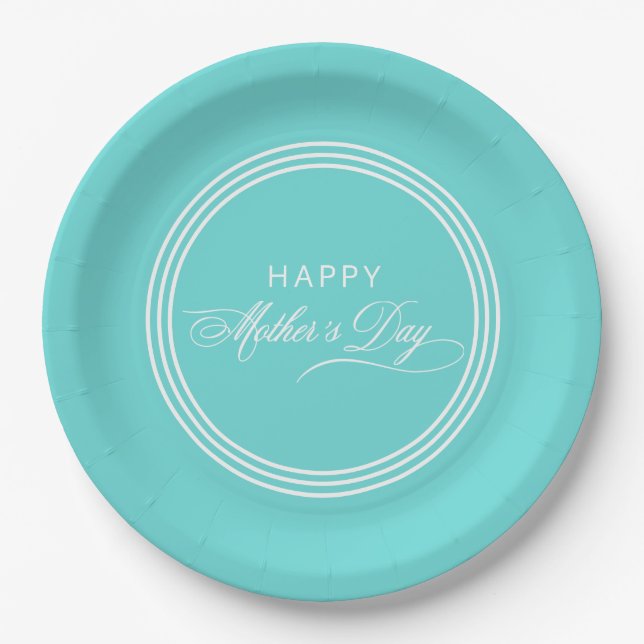 Robin Egg Blue Calligraphy Mother Day Pappteller (Vorderseite)