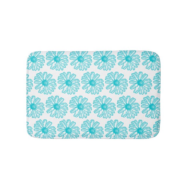 Robin Egg Blue Daisy Print, Hippie Blume Muster Badematte (Vorderseite)