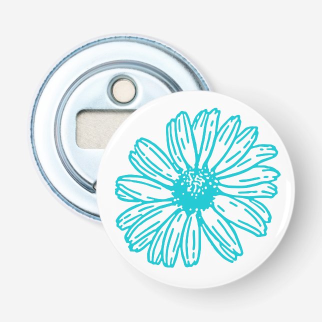 Robin Egg Blue Daisy Print, Hippie Blume Muster Flaschenöffner (Vorderseite)