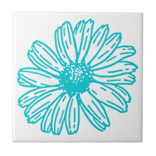 Robin Egg Blue Daisy Print, Hippie Blume Muster Fliese