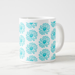 Robin Egg Blue Daisy Print, Hippie Blume Muster Jumbo-Tasse