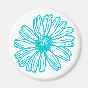 Robin Egg Blue Daisy Print, Hippie Blume Muster Magnet