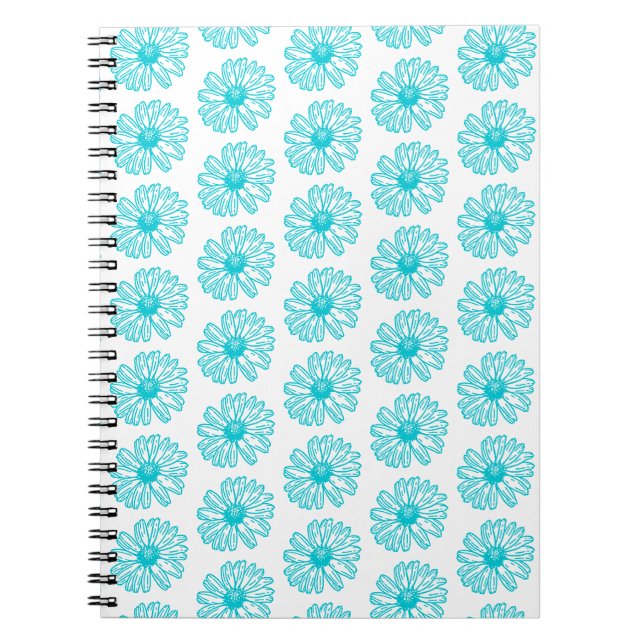 Robin Egg Blue Daisy Print, Hippie Blume Muster Notizblock (Vorderseite)