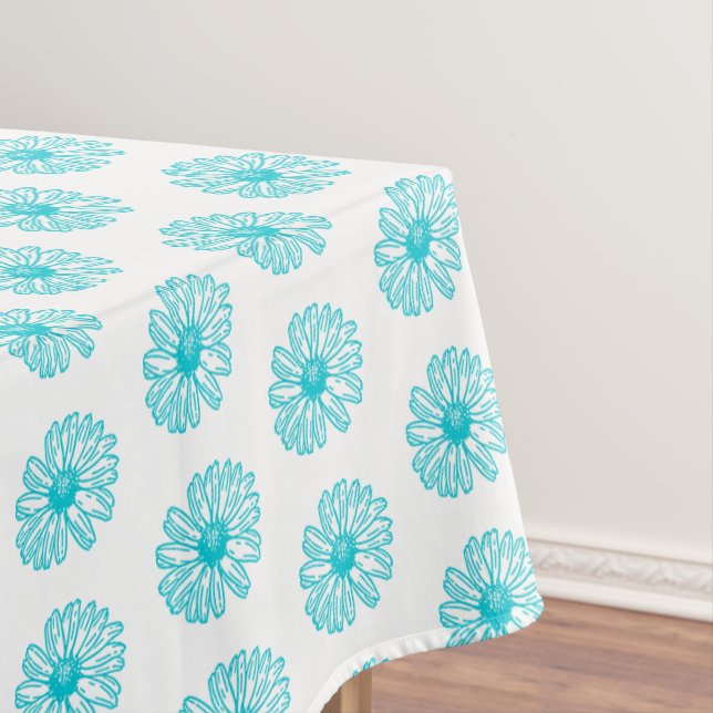 Robin Egg Blue Daisy Print, Hippie Blume Muster Tischdecke (Beispiel)