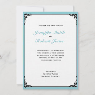 Robin Egg Blue Initials Posh Wedding Einladung