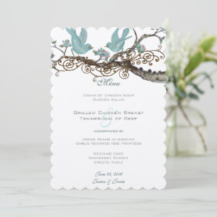 Robin Egg Blue Inséparables Vintages Menu Mariage