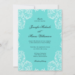 Robin Egg Blue Lace Frame Classic Wedding Einladung