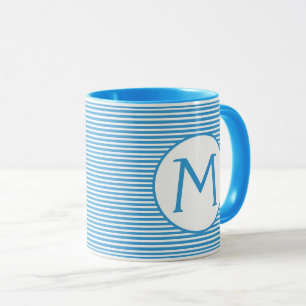 Robin Egg Blue Stripe Monogramm Tasse