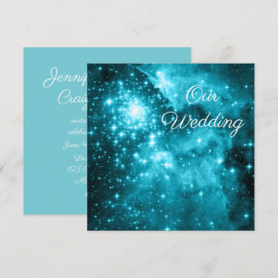 Robin Egg Blue und Aqua Stars Celestial Wedding Einladung