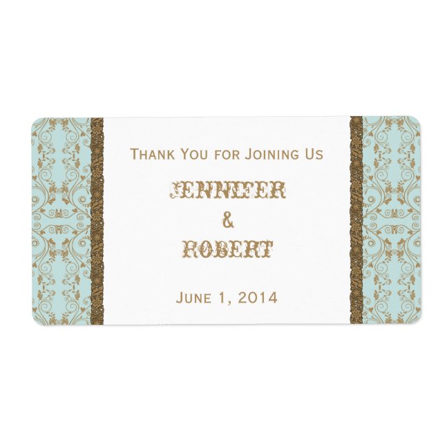 Robin Egg Blue und Gold Damask Hochwasser (Vorne)