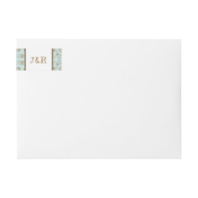 Robin Egg Blue und Gold Damask Wedding (Vorderseite)