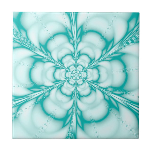 Robin Ei Blauer Floral Türkis Print Fliese (Vorderseite)