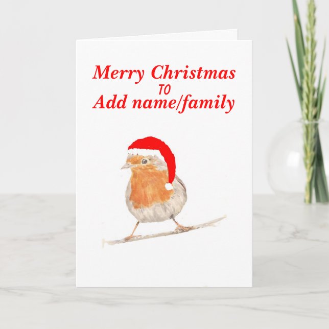 Robin en rouge casquette Carte de Noël ajouter des (Devant)