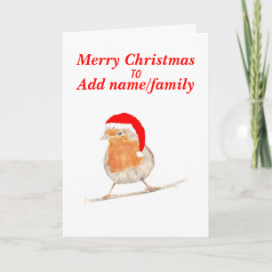 Robin en rouge casquette Carte de Noël ajouter des