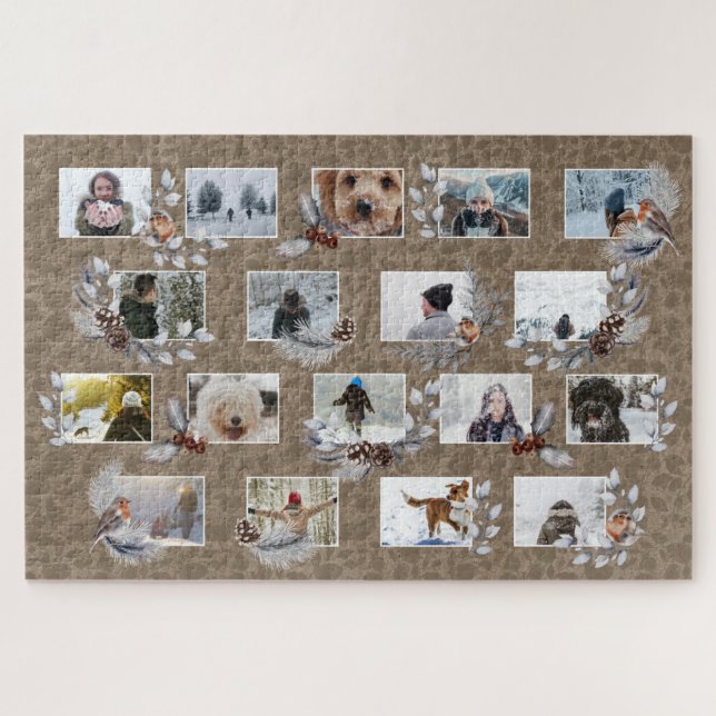 Robin Foto Collage Custom Rustic Kraft Paper Vogel (Horizontal)