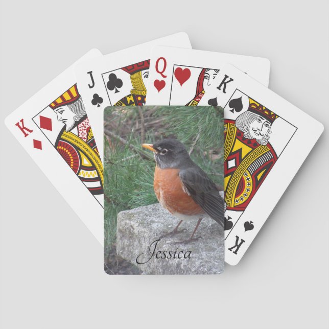 Robin Foto Personalisiert Name  Spielkarten (Rückseite)