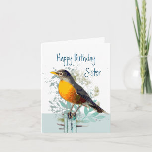  Robin Garden Bird Wildlife Sister Birthday Karte