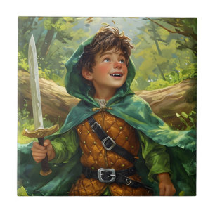 Robin Hood als Kind dargestellt Fliese