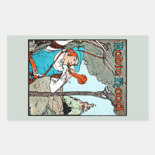 Robin-Hood-Antique-Illustration Fröhliche Männer Rechteckiger Aufkleber