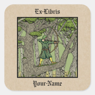 Robin Hood Buchzeichen Quadratischer Aufkleber