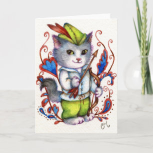 Robin Hood - carte de voeux mignonne de chat