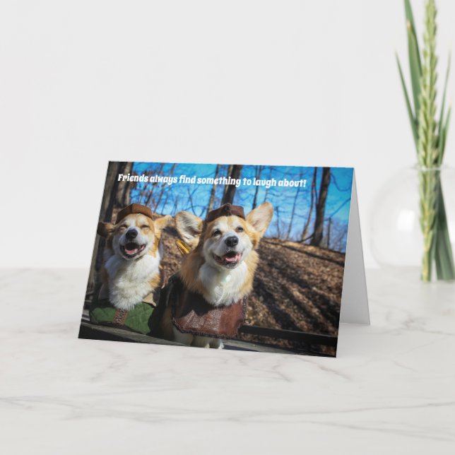 Robin Hood Corgi Friends Karte (Vorderseite)