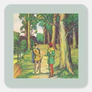 Robin Hood Et Sticker Carré Little John